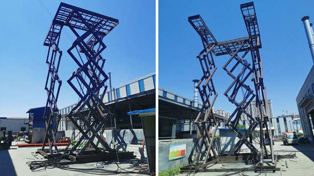 特殊定制大型固定剪叉三臺(tái)同步升降平臺(tái)